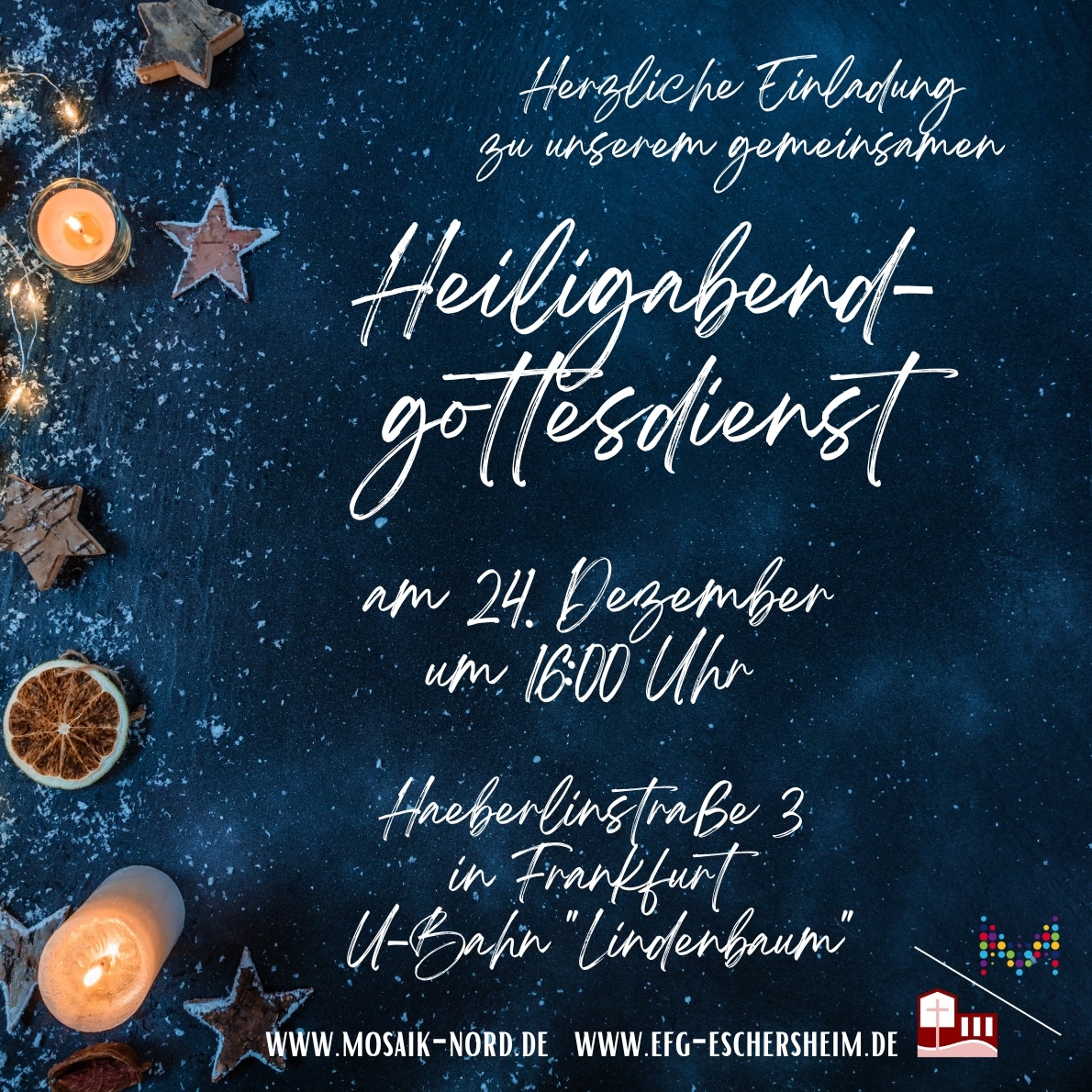 Flyer Heilig Abend Gottesdienst am 24.12.2025 um 16:00 Uhr